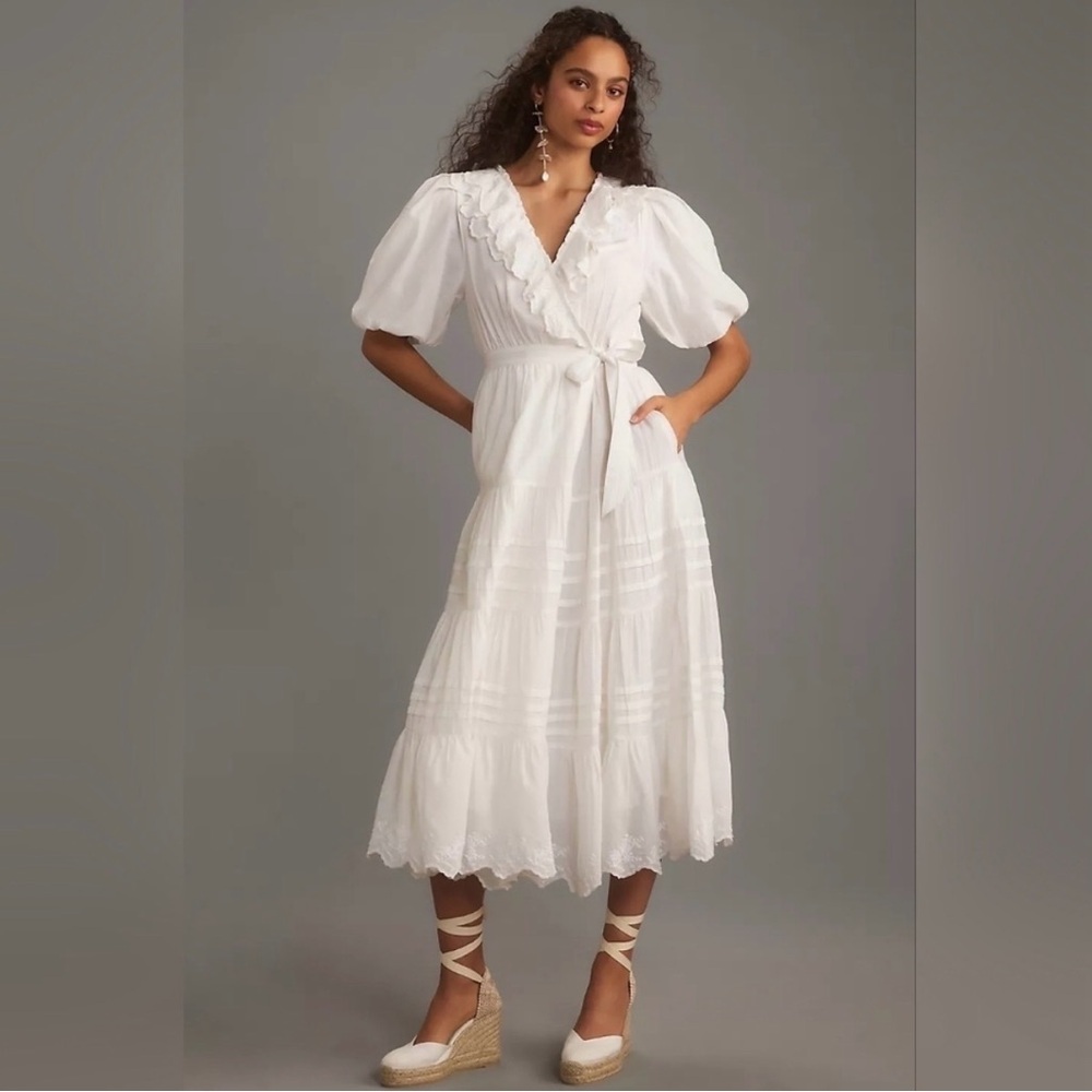 Love the Label White Ruffle Wrap Maxi Dress